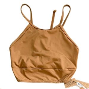 Skims swim high neck top Almond medium